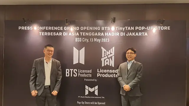 CEO PT Multi Medika Internasional, Mengky Mangarek, saat Press Conference Grand Opening BTS and TinyTAN Pop-Up Store, di BSD Tangerang, Sabtu (13/5/2023).