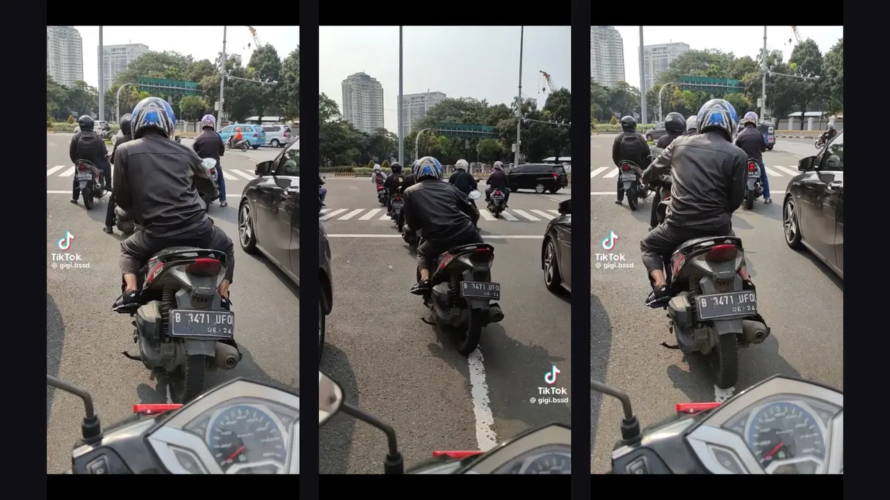 Pemotor ini Ogah Turunkan Kakinya di Lampu Merah