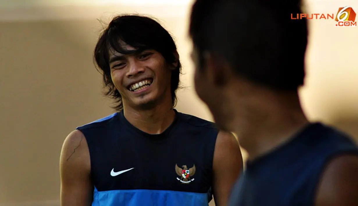 Ekspresi Rashyid Assahid Bakri saat Latihan Timnas Indonesia Minggu (25/11/2012) di Hotel Horses Golden Palace, Kuala Lumpur, Malaysia.  tempat menginap Pemain Timnas Piala AFF 2012.