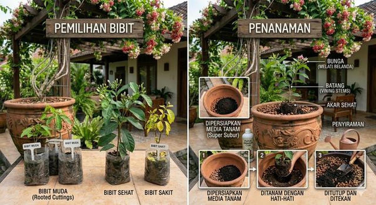 Cara Menanam Melati Belanda di Pot untuk Kanopi Rumah agar Subur dan Berbunga Lebat