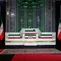 Peti jenazah mendiang mantan Pemimpin Tertinggi Iran Ayatullah Ali Khamenei (tengah, paling atas) bersama peti jenazah sejumlah anggota keluarganya disemayamkan di Grand Mosalla, Teheran, pada Jumat (3/7/2026), menjelang dimulainya rangkaian pemakaman selama beberapa hari. (Dok. AP Photo/Vahid Salemi)