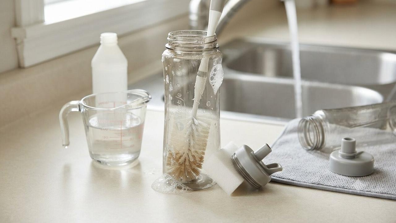 Cara Menghilangkan Bekas Kunyit di Botol Minum (AI Generated)