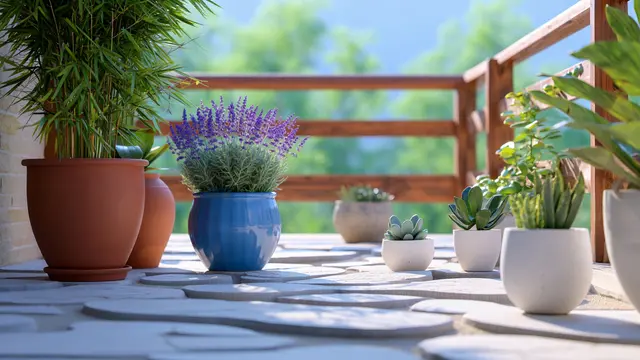 Ide Teras Cantik Penuh Tanaman Hias (Image by AI)