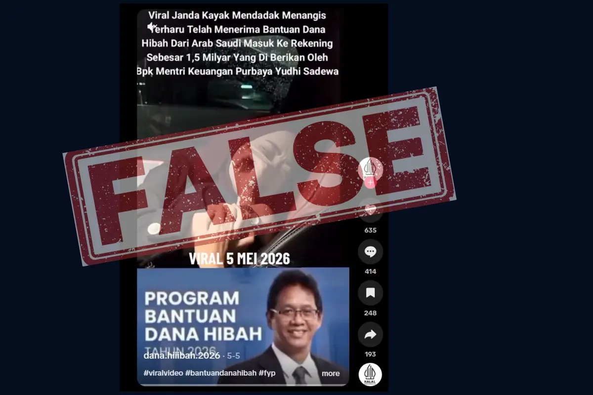 Cek Fakta Liputan6.com mengkap layar klaim Menkeu Purbaya bagikan bantuan hibah dari Arab untuk janda Rp 1,5 miliar