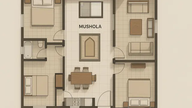 Denah Rumah 3 Kamar Ukuran 7x12 Leter L (Image by ChatGPT)