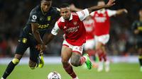 Aksi pemain Arsenal, Gabriel Jesus, saat laga kontra Aston Villa pada lanjutan Liga Inggris 2022/2023 di Stadion Emirates, London, Kamis (1/9/2022) dini hari WIB. (AP Photo/David Cliff)