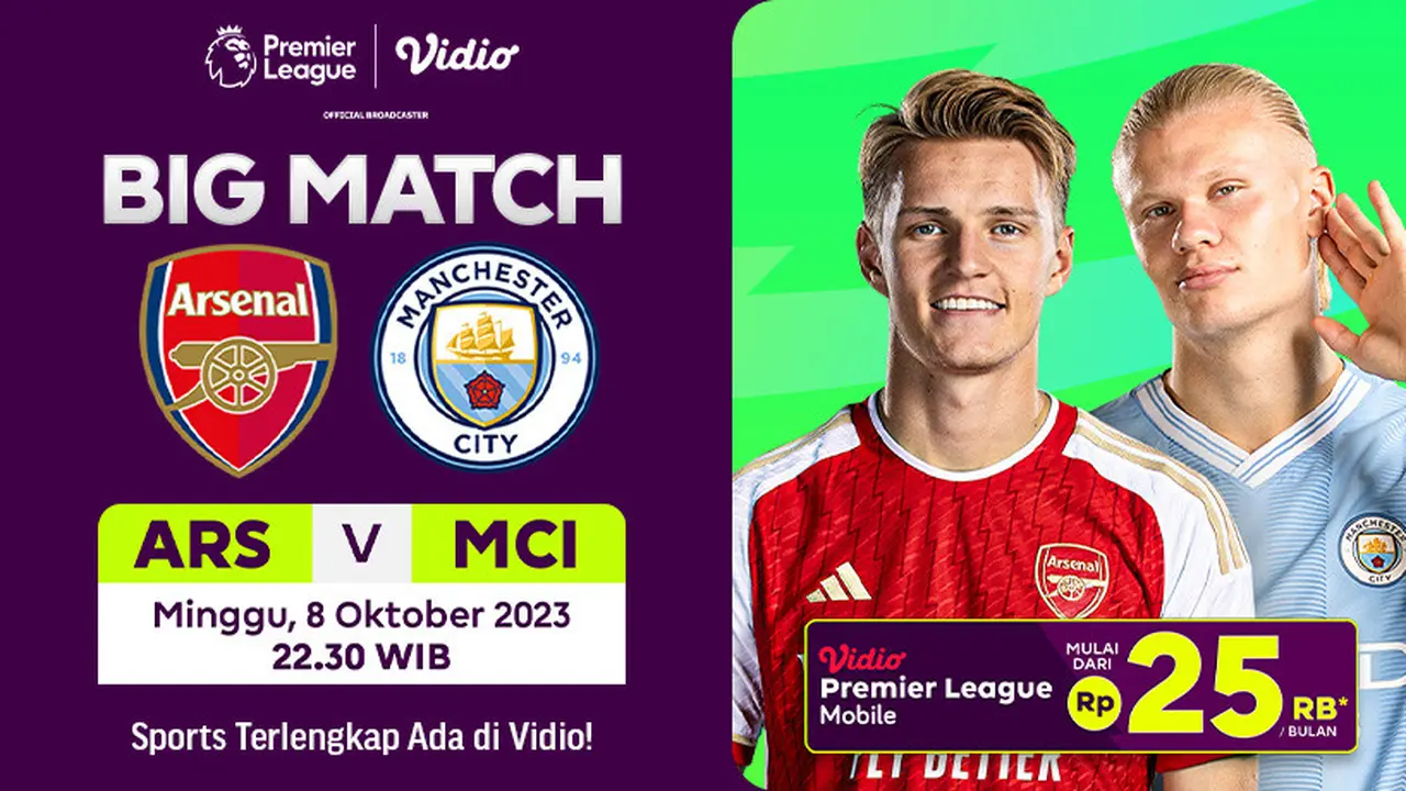 Link Live Streaming Arsenal vs Manchester City di Vidio