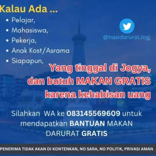 Cerita Penuda Bikin Program Darurat Jogja untuk Selamatkam Anak Kos dari Kelaparan