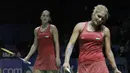 Ganda putri Bulgaria, Stefani Stoeva/Gabriela Stoeva, saat melawan wakil Korsel, Lee So Hee/Shin Seung Chan, pada Indonesia Open di Istora Senayan, Rabu, (4/7/2018). Stoeva bersaudara takluk 21-15 10-21 22-20. (Bola.com/M Iqbal Ichsan)