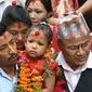 Trishna Shakya ditunjuk sebagai Kumari baru, perwujudan dari Dewi Hindu Taleju. (AFP)