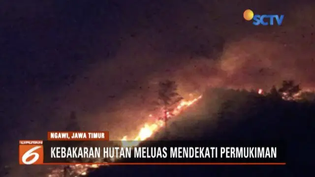 Hingga Rabu (5/9) malam, kebakaran hutan Gunung Lawu, Jawa Timur,meluas hingga hampir dekati permukiman warga.