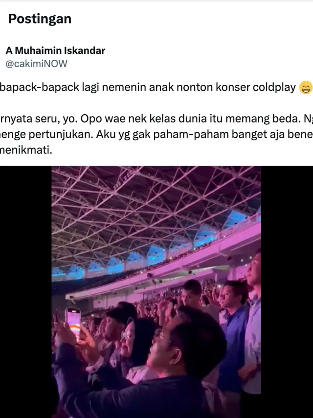 Unggahan Cak Imin nonton konser Coldplay di Jakarta, 15 November 2023. (Foto: Dok. Twitter @cakimiNOW)