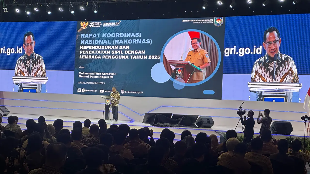 Rapat Koordinasi Nasional Kependudukan dan Pencatatan Sipil dengan Lembaga Pengguna Tahun 2025, yang digelar pada 9-10 Desember.