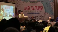 Beberapa pembicara tengah menyampaikan materinya pentingnya menanggalkan isu SARA dalam setiap konstelasi politik, termasuk Pilkada Tasikmalaya, Jawa Barat kali ini. (Liputan6.com/Jayadi Supriadin)