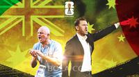 Kualifikasi Piala Dunia 2026 - Logo Australia, Graham Arnold dan Tony Popovic (Bola.com/Adreanus Titus)