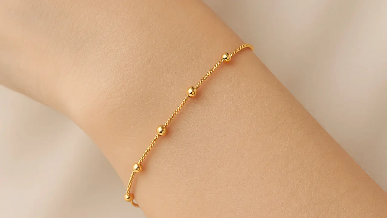 Gelang Emas Bola Kecil 2–5 Gram Kombinasi Spiral Modern