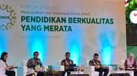 Direktur Agama, Pendidikan dan Kebudayaan, Kementerian PPN/Bappenas, Didik Darmanto, S.Sos., MPA, menyampaikan pentingnya bahasa ibu dalam pendidikan awal dalam Diskusi Pendidikan Dasar (FOKUS) 2024 di Jakarta pada Kamis, 19 Desember 2024 (dok Liputan6.com/Maheza Nurmiagita)