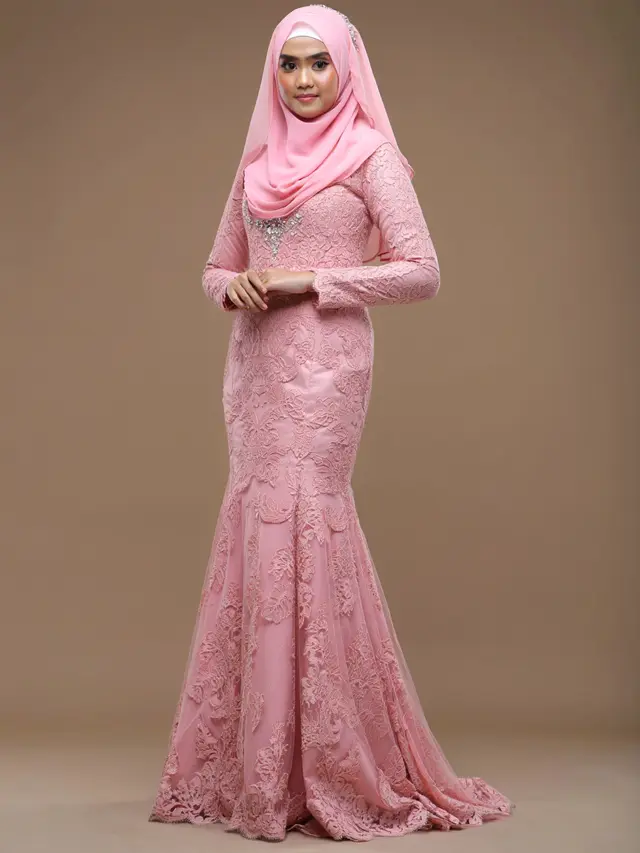 Dress Panjang Pesta Mewah Muslim Brokat