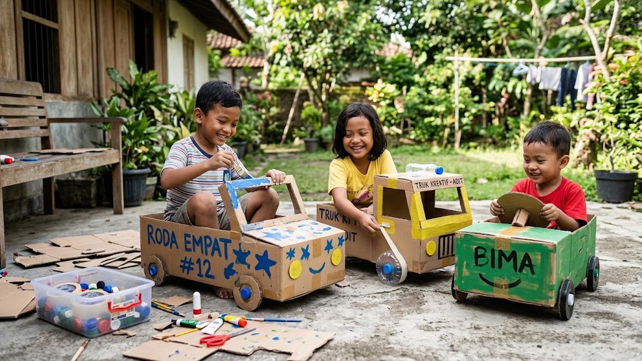 Ide Aktivitas Kreatif Anak dari Barang Bekas/AI Generated