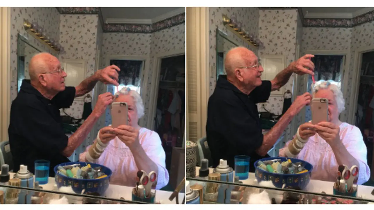 Bantu Pasang Roll Rambut, Foto Kakek-Nenek ini Viral di Internet