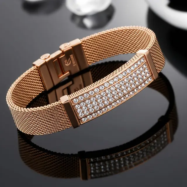 Gelang Emas Rose Gold Kombinasi Kristal Swarovski untuk Gaya Elegan Modern