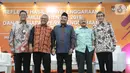 Ketua KPU Arief Budiman memberikan keterangan saat mengikuti Refleksi Hasil Pemilu Serentak 2019 dan Persiapan Pemilu Serentak 2020, Jakarta, Rabu (22/1/2020). Beberapa saran perbaikan ditujukan untuk meningkatkan kualitas pelaksanaan Pemilu Serentak yang akan datang. (Liputan6.com/Herman Zakharia)