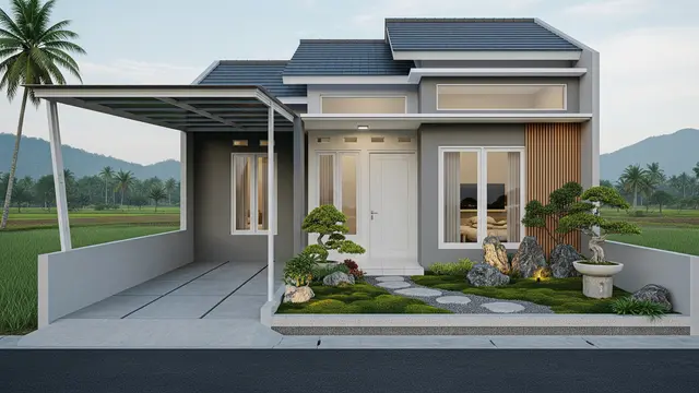 Desain Rumah Minimalis Estetik dengan Taman Kecil Ala Jepang, Cocok untuk Pasangan Baru Nikah Model