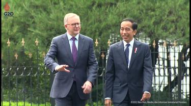 Presiden Jokowi menyambut kedatangan Perdana Menteri Australia Anthony Albanese di Istana Kepresidenan Bogor, Jawa Barat. (Ist)