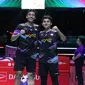 Leo Rolly Carnando/Bagas Maulana merebut tiket semifinal Japan Open 2024. Pebulu tangkis ganda putra Indonesia itu menumbangkan pasangan Jepang Kenya Mitsuhashi/Hiroki Okamura 21-15 dan 21-12 di Yokohama Arena, Jumat (23/8). (foto: PP PBSI)