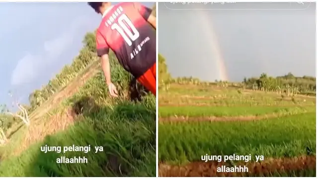 Viral Aksi Pria Kejar Ujung Pelangi Sampai Kelelahan, Tampak Dekat tapi Sangat Jauh
