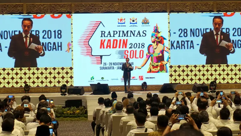 Presiden Jokowi Saat Pidato dalam Penutupan Rapimnas Kadin