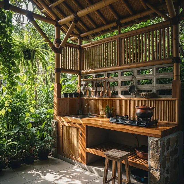 Desain Dapur Kecil Ala Tropis Semi Outdoor untuk Rumah Kampung