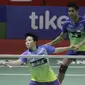 Tontowi Ahmad/Liliyana Natsir saat melawan pasangan Malaysia, Chan Peng Soon/Goh Liu Ying pada final Indonesia Open 2018 di Istora Senayan, Jakarta, Minggu, (8/6/2018). Tontowi/Liliyana menang 21-17, 21-8. (Bola.com/M Iqbal Ichsan)