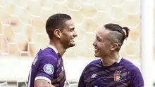 Dua pemain Persik Kediri, Renan Silva dan Arthur Irawan. (Instagram Arthur Irawan).