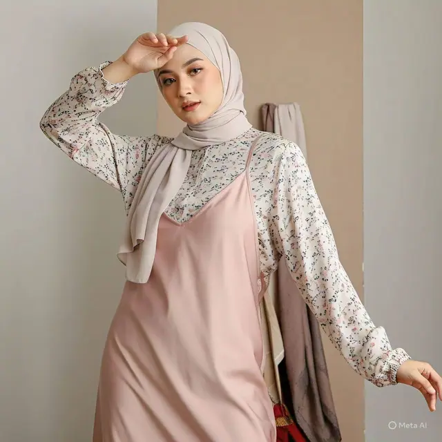 Slip Dress dan Blouse Motif Layering: Youthful dan Stylish