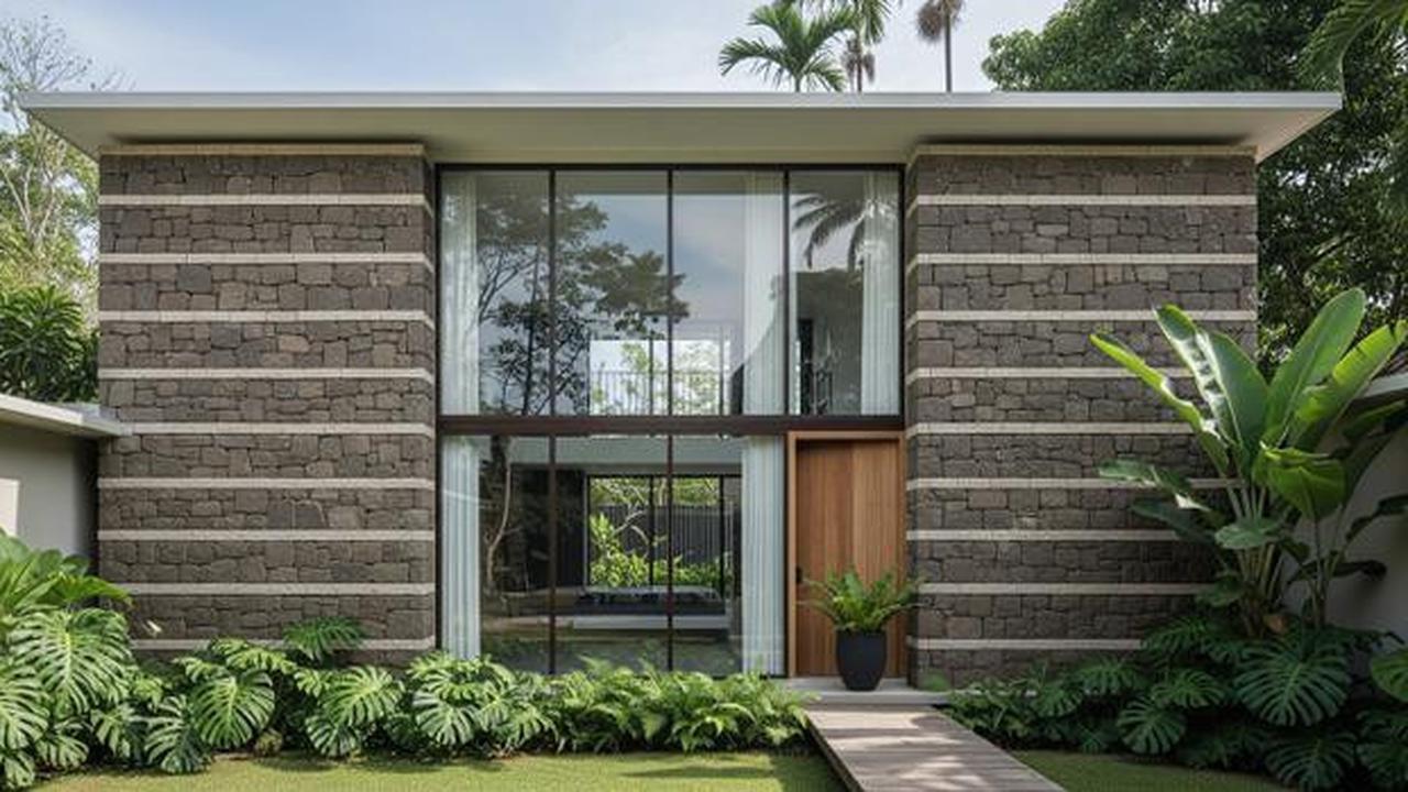 7 Model Rumah Minimalis Batu Alam Tampak Depan dengan Nuansa Natural dan Hangat