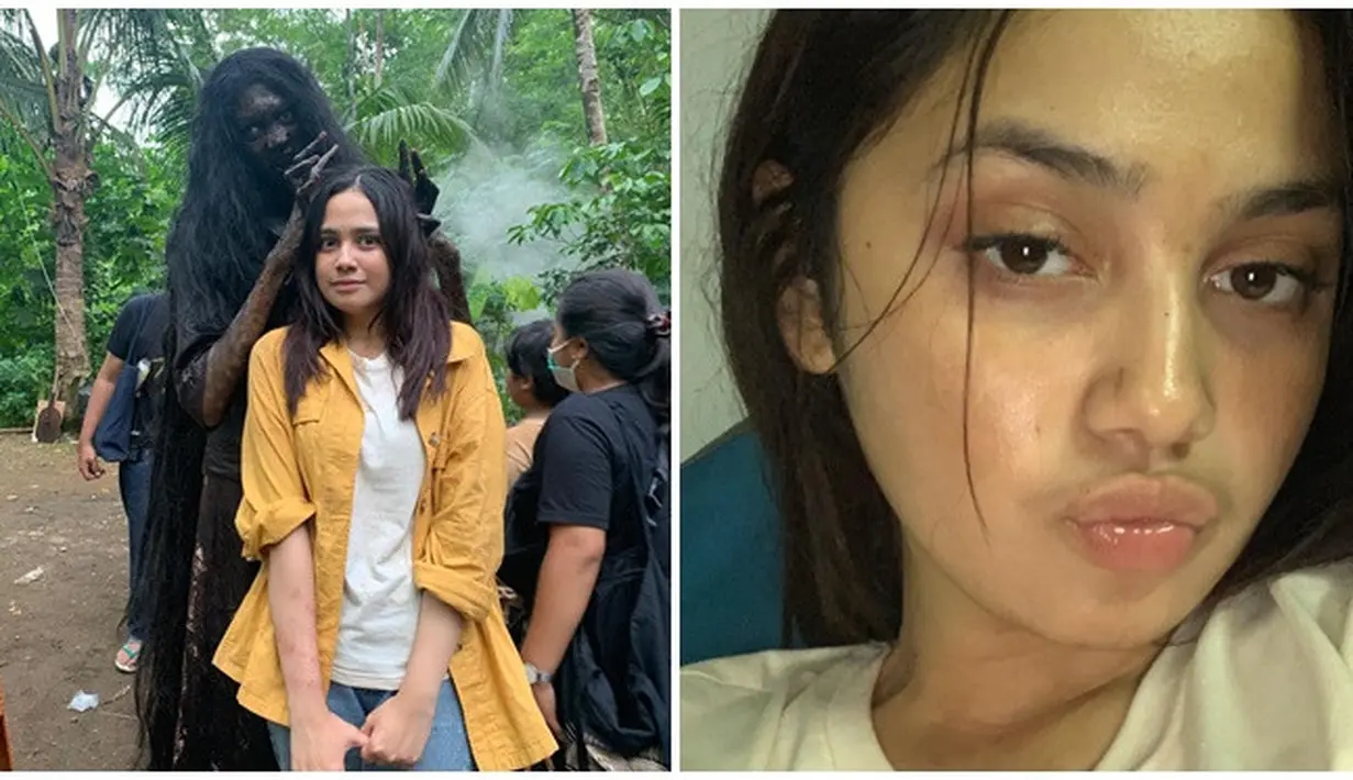 Syifa Hadju unggah foto di balik layar syuting film Jailangkung: Sandekala pada September 2022. Seperti diketahui film tersebut tayang serentak di bioskop pada 22 September 2022. Rela terluka hingga ungkap alami kejadian mistis di lokasi syuting, Syifa Hadju tetap berikan yang terbaik. Syuting film horor, artis kelahiran 13 Juli 2000 ini tentunya melawan rasa takutnya ketika alami kejadian mistis di lokasi syuting. (Liputan6.com/IG/@syifahadjureal)