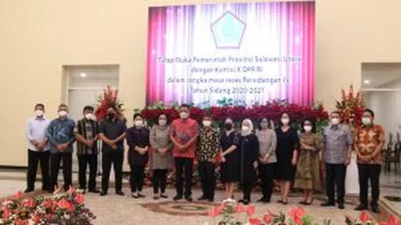 Gubernur Sulut Olly Dondokambey menerima kunjungan kerja Komisi X DPR RI di Wisma Negara Bumi Beringin Manado, Sabtu (10/4/2021).