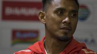 Pemain Persija Jakarta, Maman Abdurrahman. saat menghadiri jumpa pers jelang final Piala Presiden di SUGBK, Jakarta, Jumat (16/2/2018). Bali United akan menghadapi Persija Jakarta. (Bola.com/Vitalis Yogi Trisna)