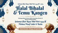 Contoh spanduk halal bihalal keluarga besar. (Liputan6.com/Canva/Bornx Design)