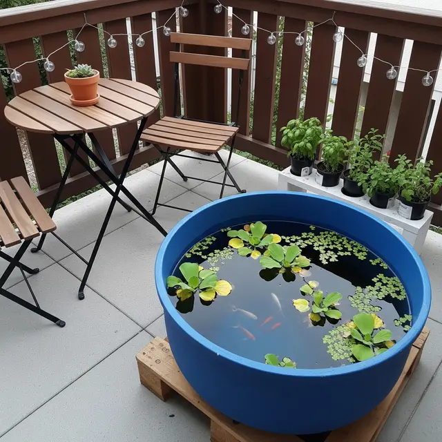 Model Teras Rumah 2x2 dengan Kolam Ikan Mini (Image by Gemini AI)