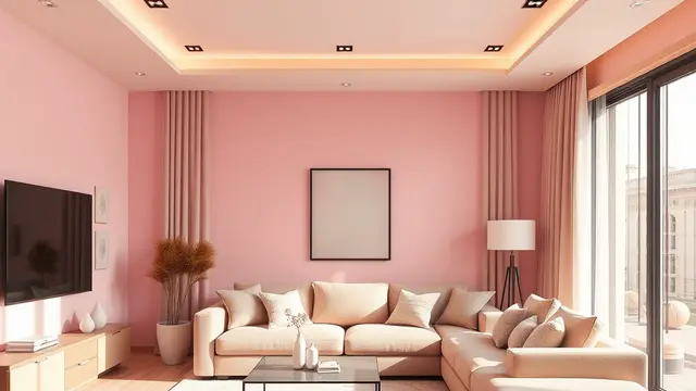 desain ruang tamu serba pink (ilustrasi by qwen.ai)
