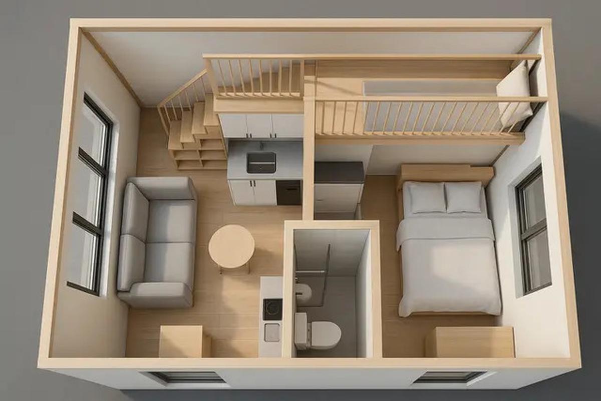 7 Gambar Desain Rumah Tipe 21 dengan 2 Kamar Tidur