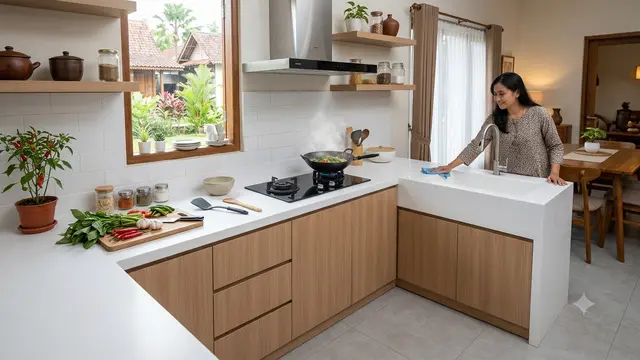 Material Kitchen Set yang Mudah Dibersihkan, Tak Capek saat Bersih-Bersih Setelah Masak Model Solid Surface
