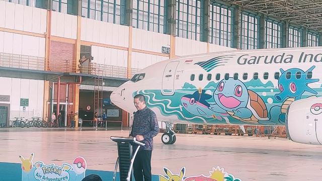 Merasakan Nuansa Penerbangan Ceria Lewat Pesawat Garuda Pikachu Jet GA1.  (Liputan6.com/Henry)