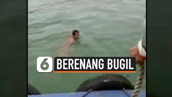 VIDEO: Diduga Depresi, Pria Berenang Bugil di Laut Selama 4 Hari