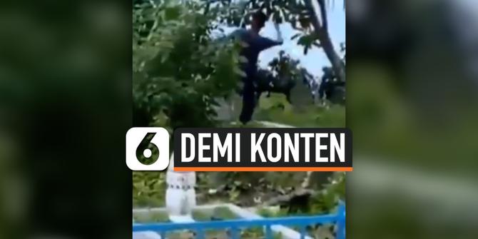 VIDEO: Demi Konten, Remaja ini Rusak Batu Nisan Kuburan