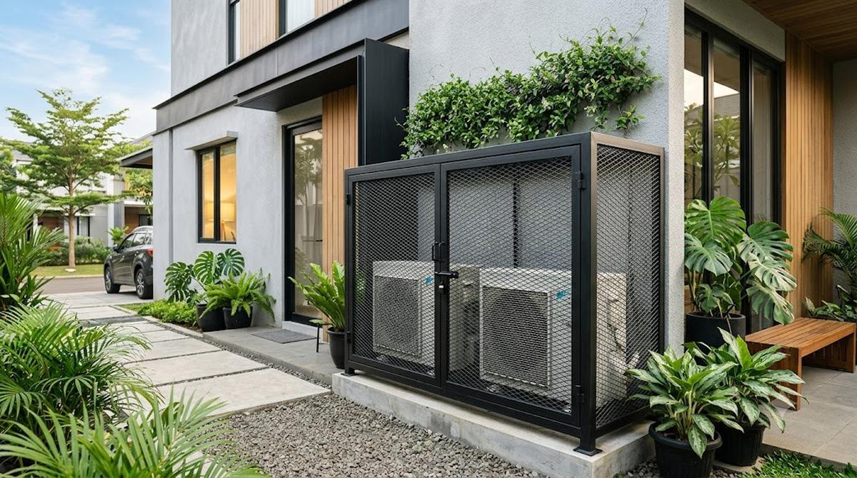 Rak Pelindung AC Outdoor yang Cantik (AI Generated)