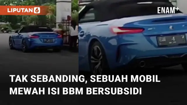 Sebuah mobil mewah yang diduga seharga Rp 1,4 miliar isi BBM bersubsidi mengundang perhatian