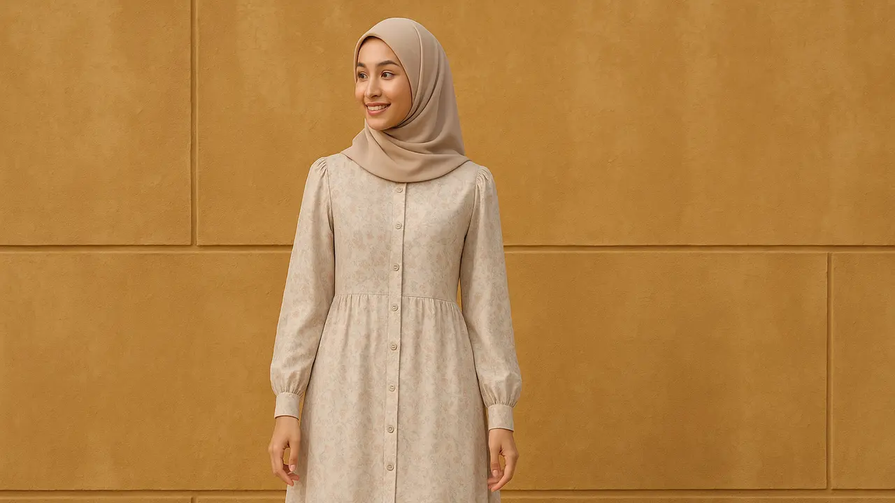 Model Gamis Kancing Depan Sampai Bawah